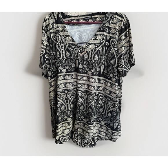 (2) NWT Voianlimo 3x Blouse Paisley Flowy Summer Vacation Boho Church Comfort - Picture 8 of 11